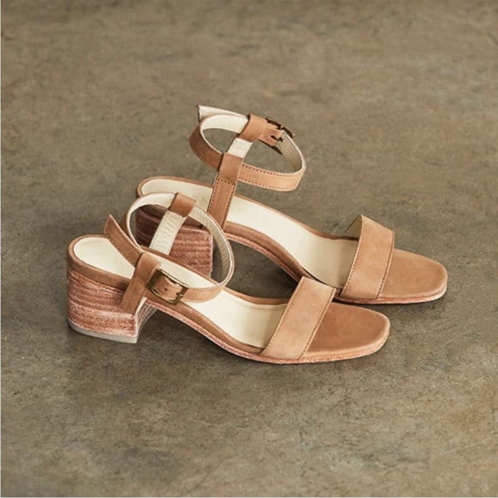 Nisolo Block Heel Sandal - Sand Color - Neutral Heel
